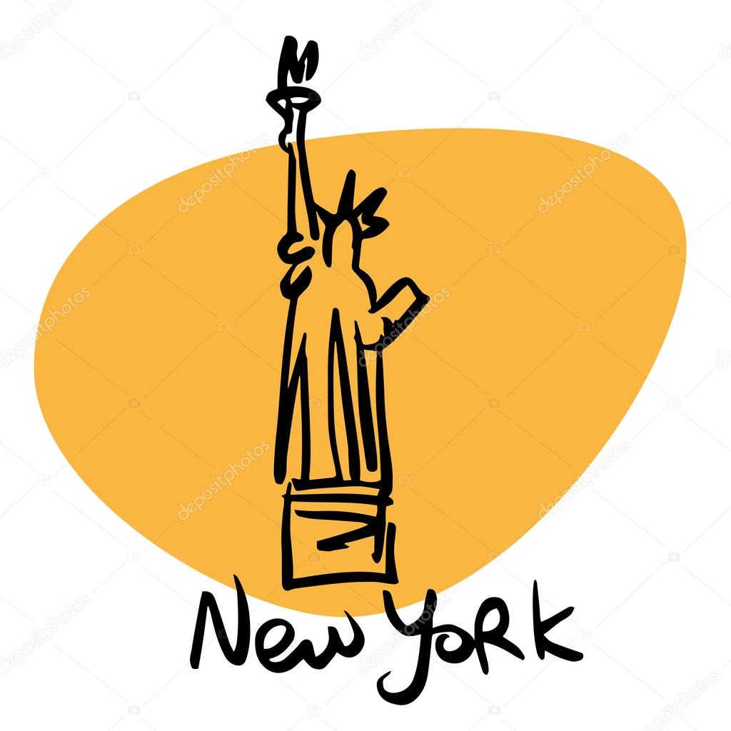 New York USA statue of liberty. A stylized image of the city tourism travel places