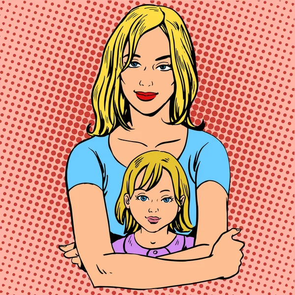 Joven madre e hija — Vector de stock