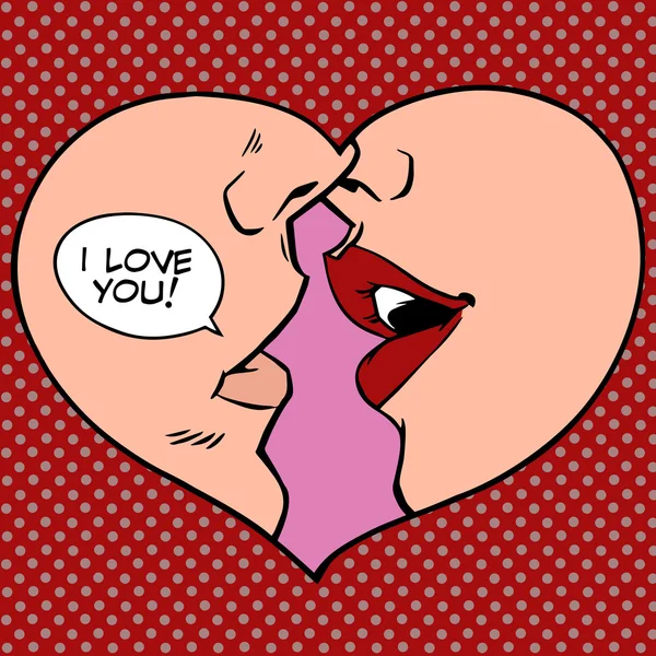 Heart kiss I love you — Stock Vector