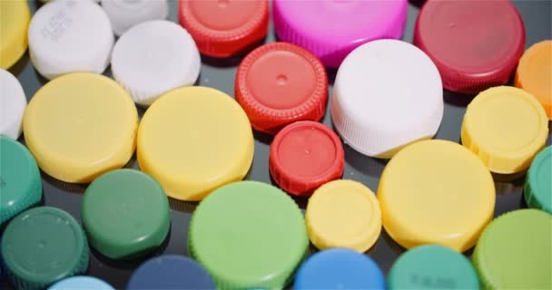 Few Plastic Bottle Caps - Plastic Processing Recycling Industry — Stock Video