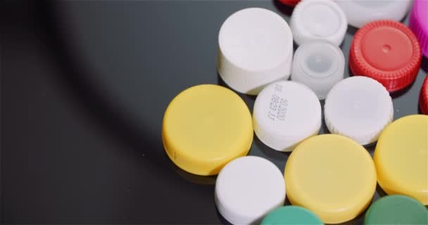 Few Plastic Bottle Caps - Plastic Processing Recycling Industry — Stock Video