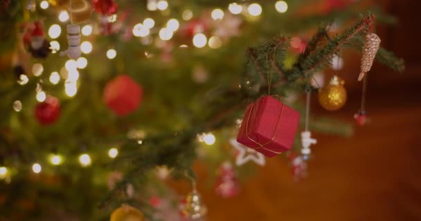 Close Up of Christmas Background árvore de Natal decorada — Vídeo de Stock