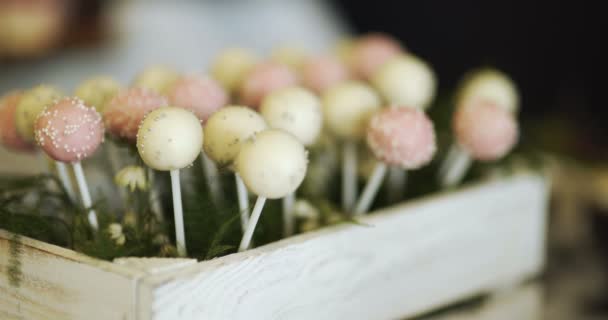 Dekorative Bonbons auf der Hochzeit — Stockvideo