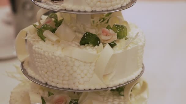 결혼 휴가철의 웨딩 케이크 — 비디오