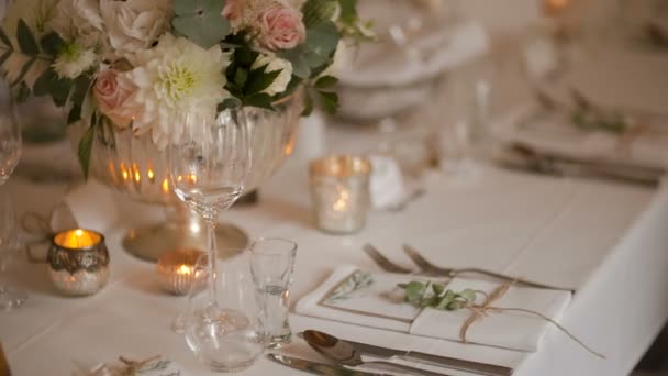 Abendessen, Romantik, Hochzeitsempfang, Party — Stockvideo