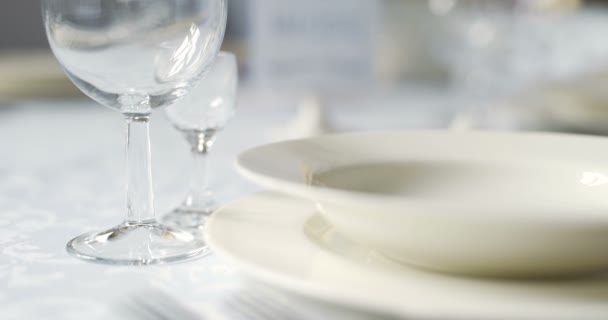 लक्झरी, मोहक डिनर, डिनर रोमॅन्स पार्श्वभूमीसाठी सजवलेले टेबल — स्टॉक व्हिडिओ