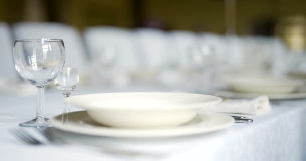 Декорований стіл для розкоші, елегантної вечері, вечері романтика фону — стокове відео