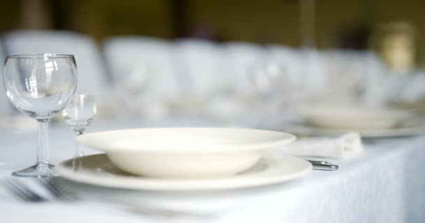 Dekorowany stół na luksusową, elegancką kolację, Kolacja Romance tło — Wideo stockowe