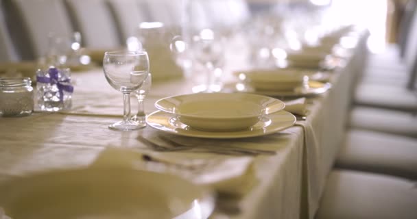 Dekorowany stół na luksusową, elegancką kolację, Kolacja Romance tło — Wideo stockowe
