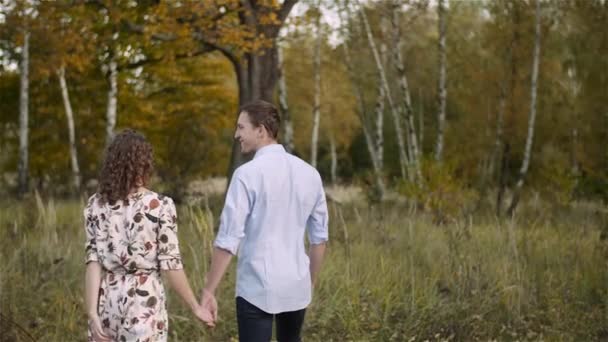 Gelukkig tienerkoppel eerste kus meisje zoenen. Liefdevolle paar omhelzing. — Stockvideo