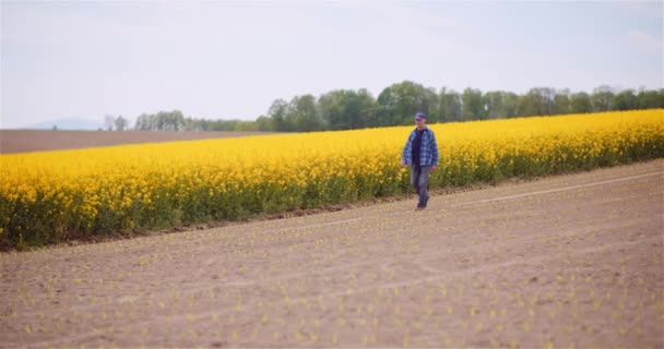 Portret van de landbouw Boer Werken bij Farm — Stockvideo