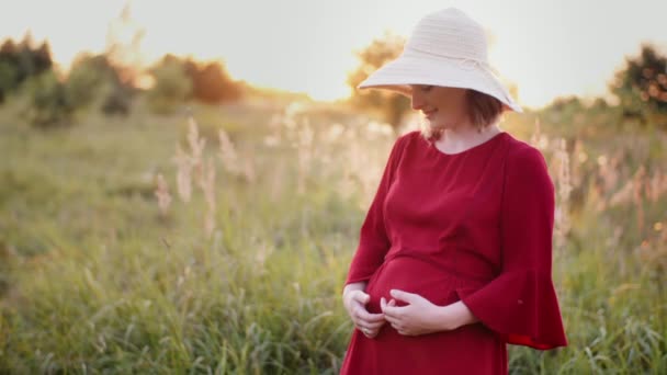 Gravid kvinna väntar barn nyfödda — Stockvideo