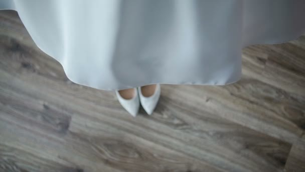 Mooi wit trouwjurk detail. — Stockvideo