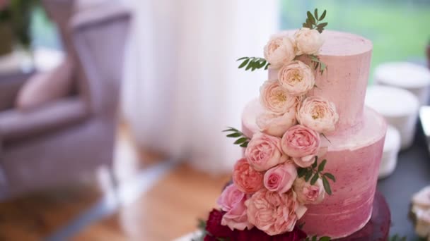 Gâteau de mariage à la réception de mariage — Video