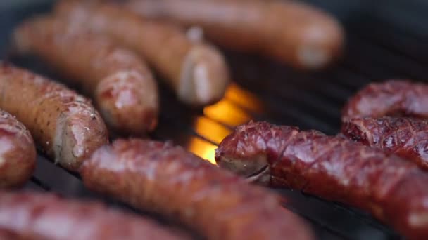 Salsicha de churrasco quente - Stock Footage — Vídeo de Stock