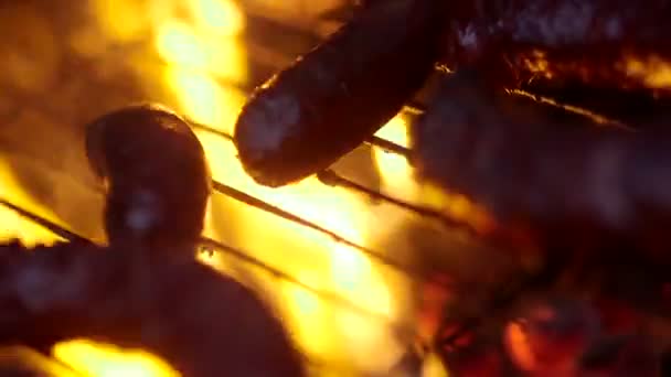Гаряча ковбаса барбекю - стокове відео — стокове відео