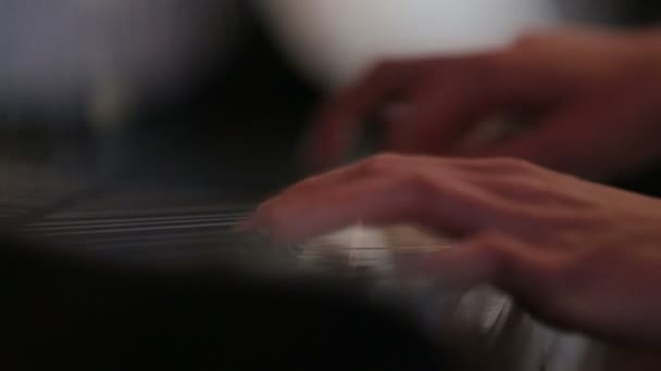 Piano with players hands, close up shot. — Stock Video