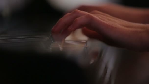 Piano with players hands, close up shot. — Stock Video