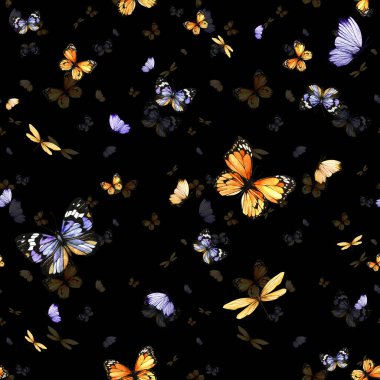 Elle çizilmiş suluboya kelebeklerle kusursuz çizimler ve desenler 