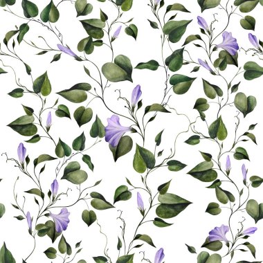 Kusursuz klasik çiçekli suluboya el loach yaprakları ve çiçek tarlaları.