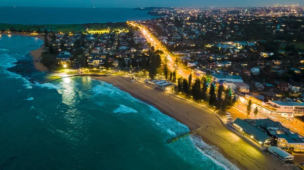 Dron Zdjęcie Ostatniej Panoramy Światła Collaroy Beach Północnej Plaży Sydney — Zdjęcie stockowe