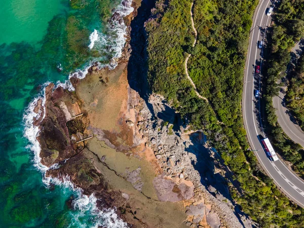 Foto Drone Aereo Del Promontorio South Bilgola Nelle Spiagge Settentrionali — Foto Stock