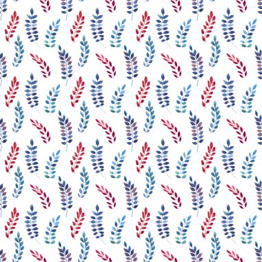 Suluboya yapraklı kusursuz desen