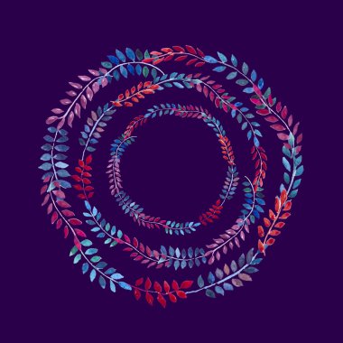 Yüzük süsleme suluboya yaprakları ile