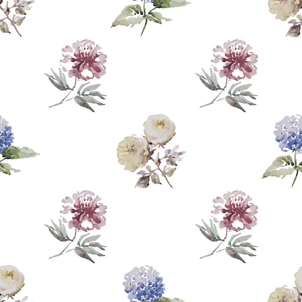 Suluboya çiçekli kusursuz desen