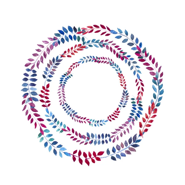 Yüzük süsleme suluboya yaprakları ile