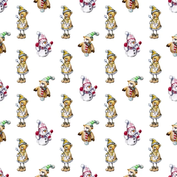 Sulu Boya Noel oyuncaklar ile Seamless Modeli