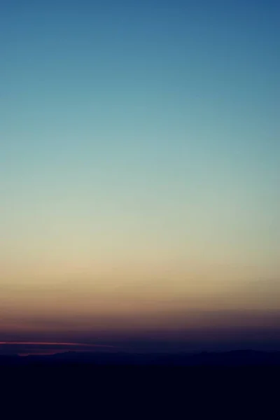 Silhouette Montagne Avec Beau Ciel Bleu Coucher Soleil Horizon Commencé — Photo