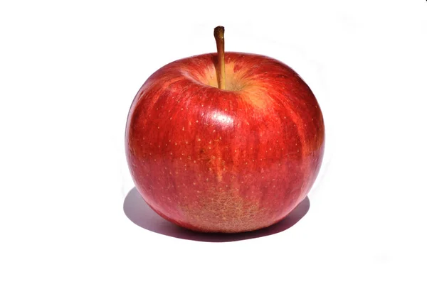 Röd Äpple Frukt Vit Bakgrund Frukt Med Röd Och Glänsande — Stockfoto