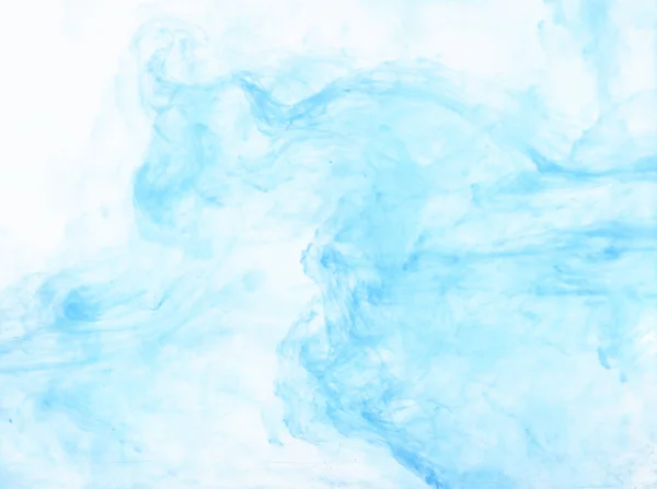 Biru Dengan Tinta Hijau Menyebar Dalam Air Berwarna Asap Kabur — Stok Foto