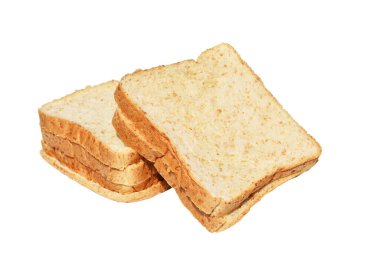 Beyaz arka planda izole edilmiş bir somun tam buğday dilimlenmiş organik ekmek.