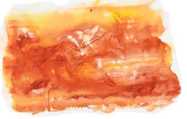 Sarı yüzeyde kahverengi ve beyaz lekeler, soyut arkaplan ve akrilik renk resminden örnekler akar