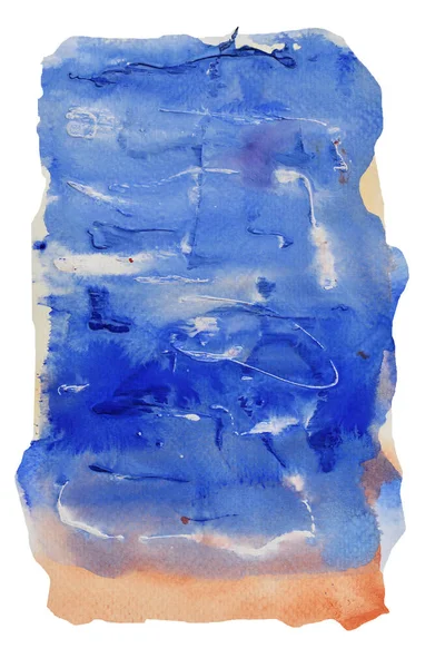 青面に白と茶色の汚れの流れ アクリル色絵具からの抽象的な背景とイラスト — ストック写真