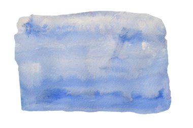 Beyaz lekeler mavi yüzeyde akar, soyut arkaplan ve beyaz arkaplanda izole edilmiş akrilik renk resminden örnekler