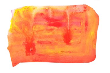 Sarı yüzeyde kırmızı ve turuncu renk lekeleri, soyut arkaplan ve beyaz arkaplanda izole edilmiş akrilik renk resimlerinden örnekler vardır.