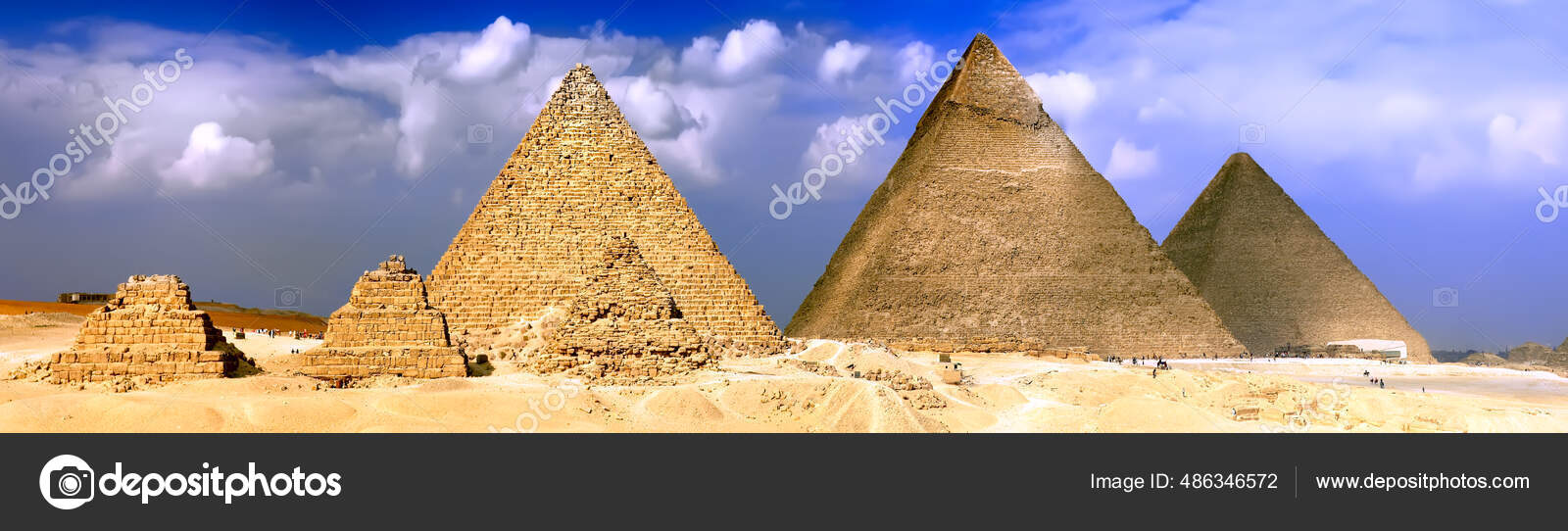Great Pyramids Located Giza Pyramid Pharaoh Khufu Khafre Menkaure Egypt Stock Photo by