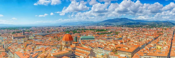 Beautiful landscape above urban and historical view of the Florence from Giotto\'s Belltower (Campanile di Giotto),city of the Renaissance stand on Arno river.Italy.