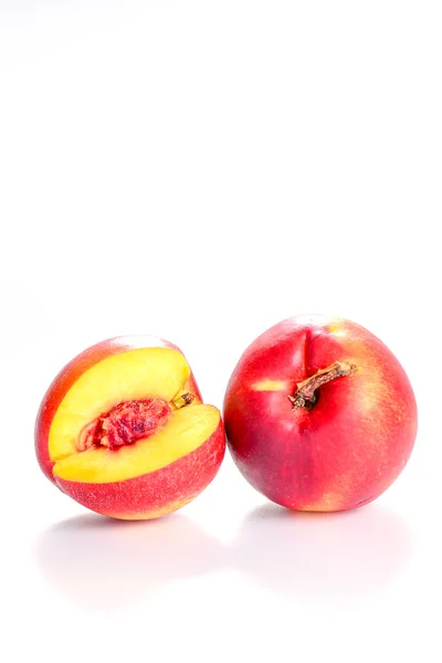 Fresh peaches on white background — Stock Photo, Image