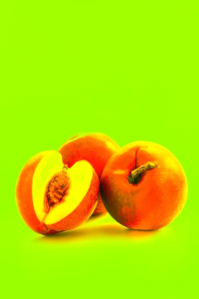 Fresh peaches on white background — Stock Photo, Image