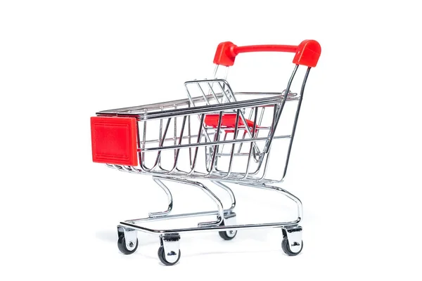 Carrello Della Spesa Vuoto Supermercato Una Carenza Prodotti Nel Negozio — Foto Stock