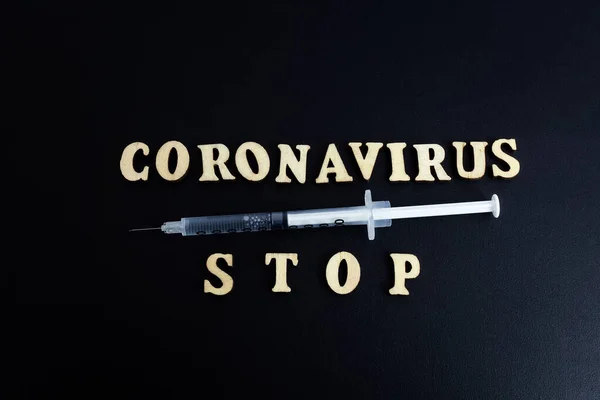 Coronavirus Vaccine Concept Background Close View Vaccine Bottles Syringe Coronavirus — Stock Photo, Image