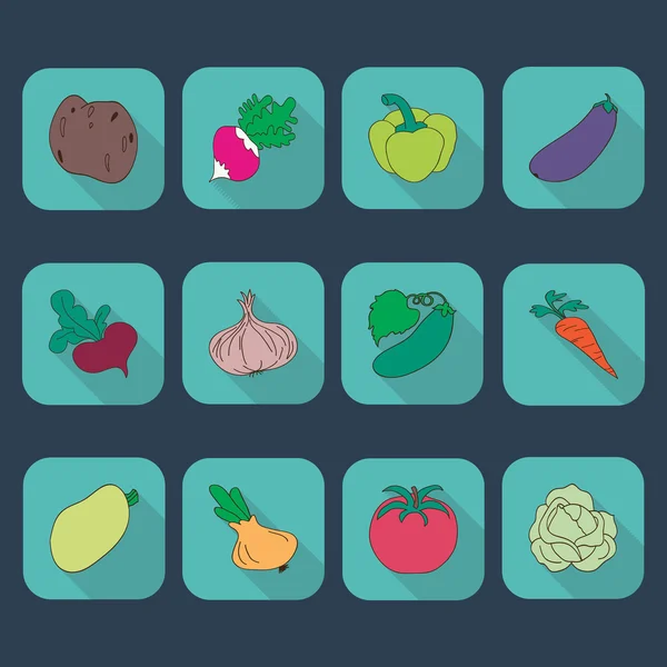 Iconos vegetales conjunto plano ilustración vectorial aislado — Vector de stock