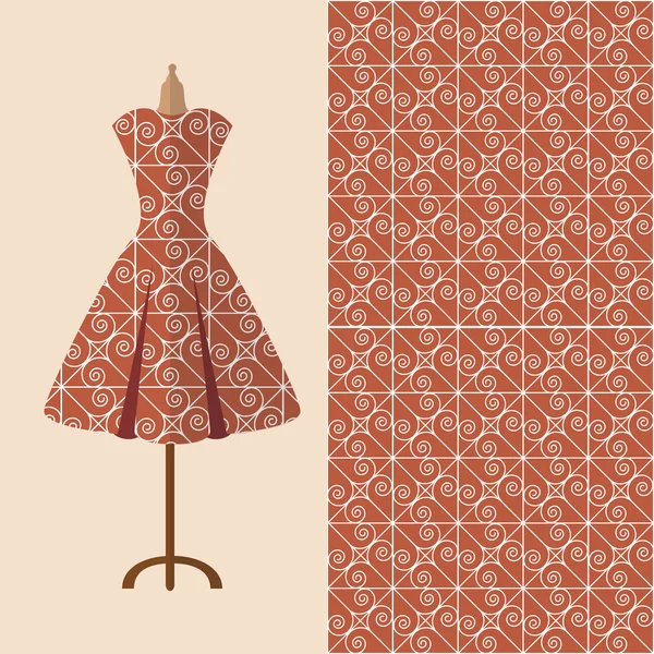 Tygmönster design för en kvinnas klänning. Perfekt för utskrift — Stock vektor
