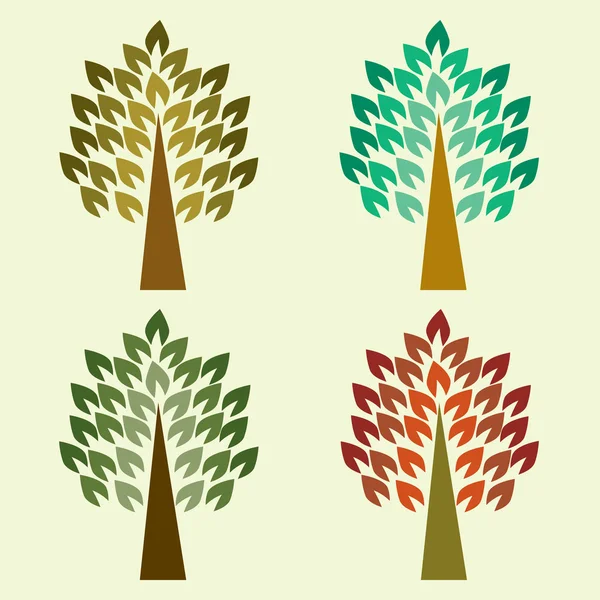 Reihe von Vektorbäumen — Stockvektor