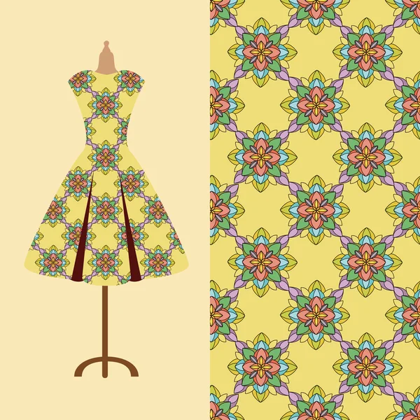 Tyg mönster design för en kvinnas klänning. Perfekt för utskrift på tyg eller papper. — Stock vektor