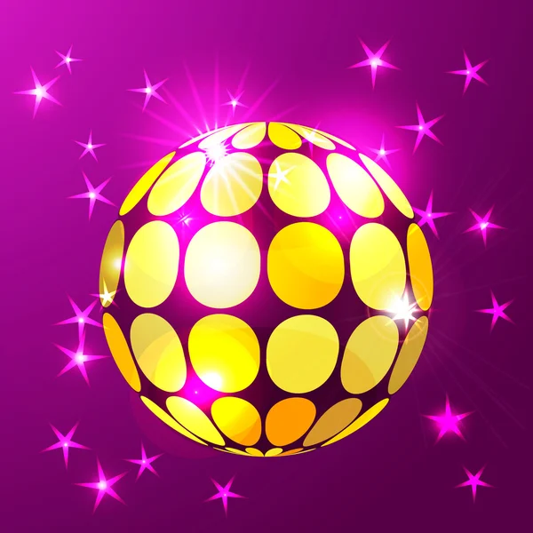 Disco ball background in glowing gold — Stock Vector